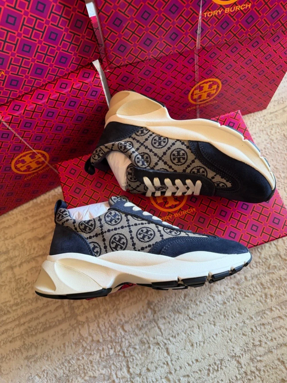 Tory Burch T Monogram Good Luck Trainer Sneakers